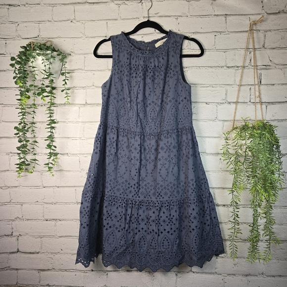 LOFT Blue Halter Tiered Mini Dress - Picture 1 of 8